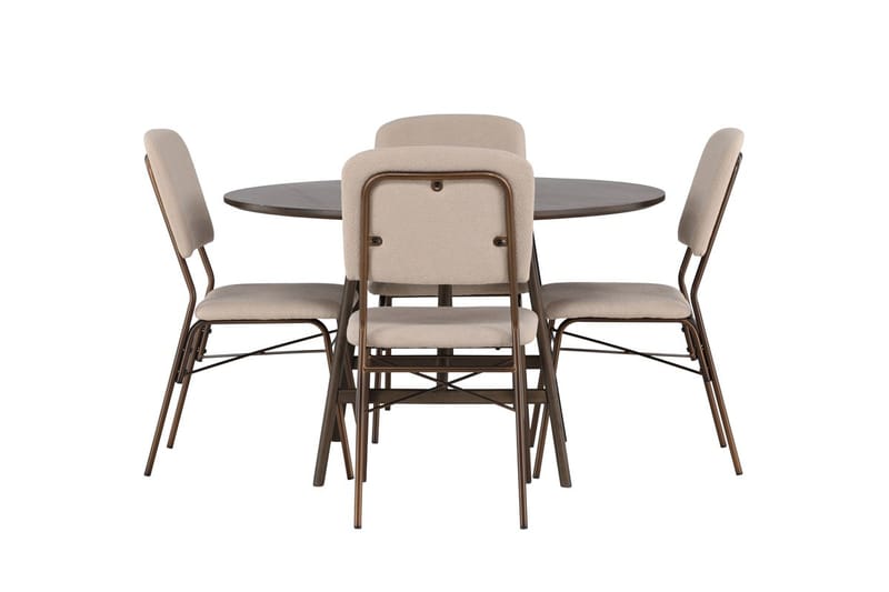 Rund matgrupp Venture Home Beige Mörkbrun 4st - Møbler - Bord - Spisegrupper