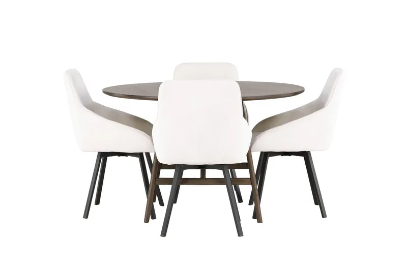 Rund matgrupp Venture Home Beige Mörkbrun 4st - Møbler - Bord - Spisegrupper