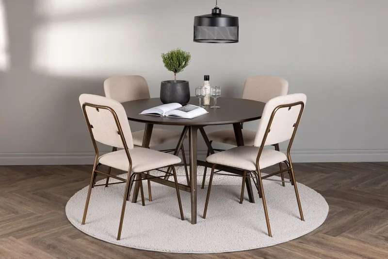 Rund matgrupp Venture Home Beige Mörkbrun 4st