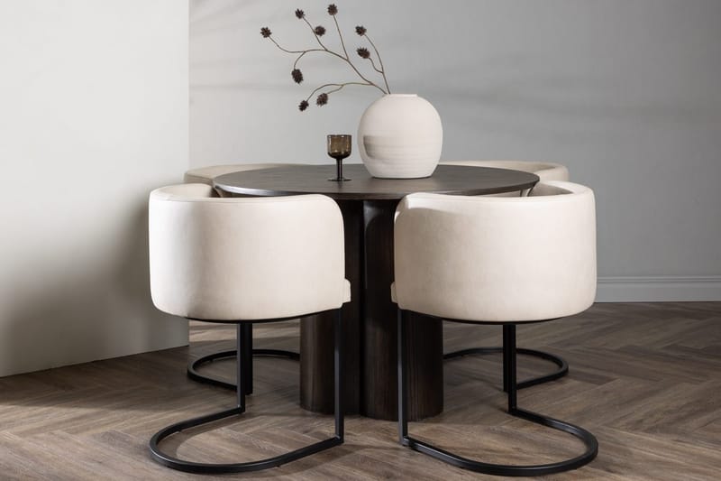 Rund matgrupp Venture Home Beige Mörkt trä 4st