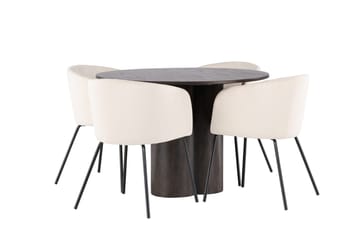 Rund matgrupp Venture Home Beige Mörkt trä 4st - Møbler - Bord - Spisegrupper