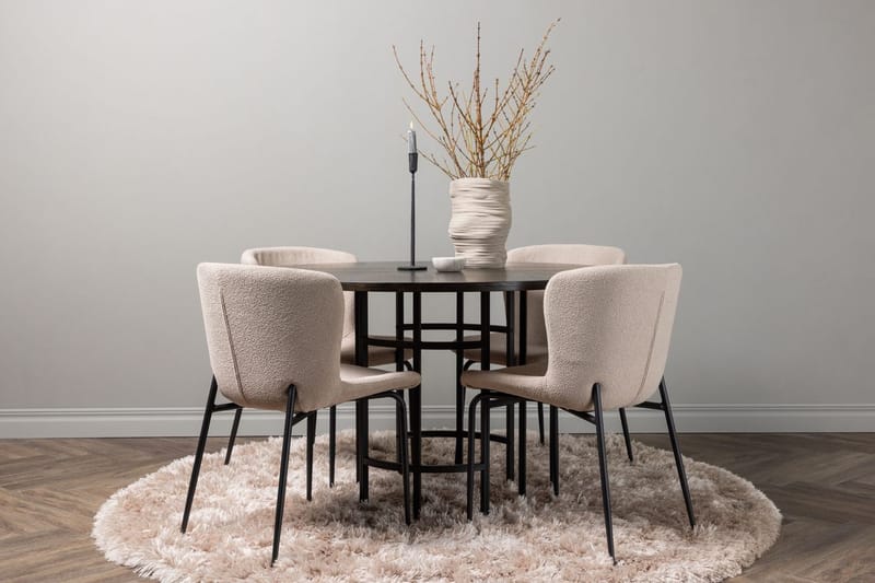 Rund matgrupp Venture Home Beige Mörkt trä 4st