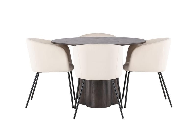 Rund matgrupp Venture Home Beige Mörkt trä 4st - Møbler - Bord - Spisegrupper