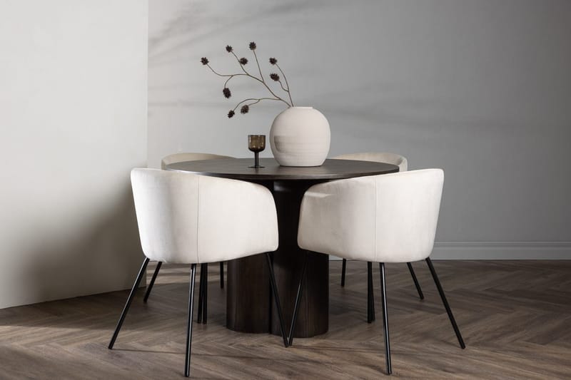 Rund matgrupp Venture Home Beige Mörkt trä 4st