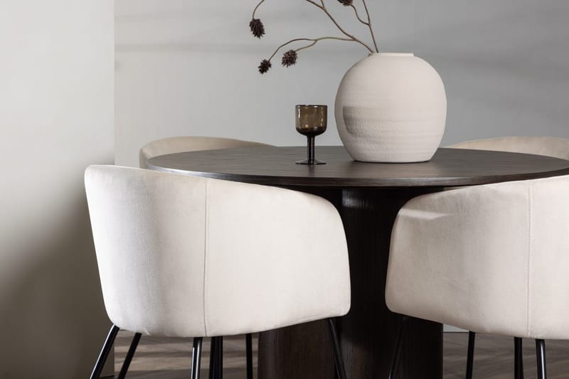 Rund matgrupp Venture Home Beige Mörkt trä 4st - Møbler - Bord - Spisegrupper
