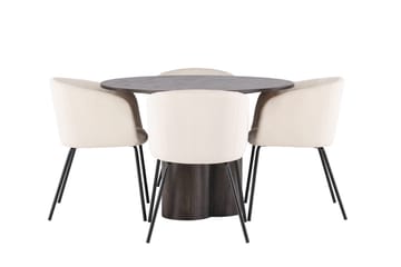 Rund matgrupp Venture Home Beige Mörkt trä 4st - Møbler - Bord - Spisegrupper