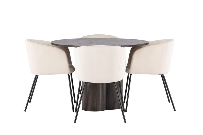 Rund matgrupp Venture Home Beige Mörkt trä 4st - Møbler - Bord - Spisegrupper
