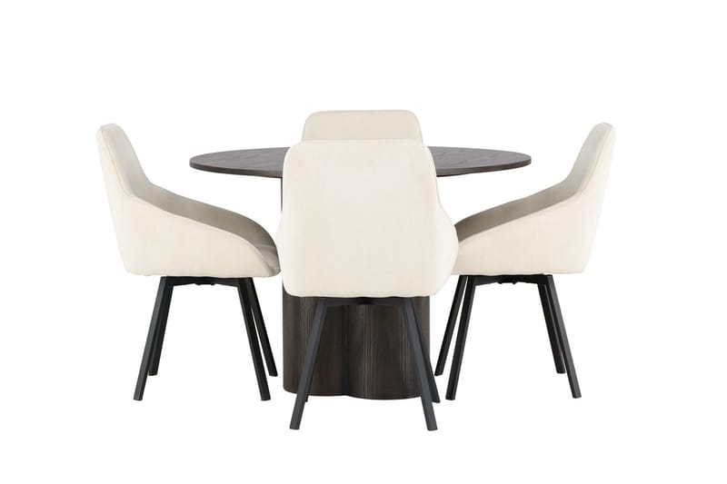 Rund matgrupp Venture Home Beige Mörkt trä 4st - Møbler - Bord - Spisegrupper