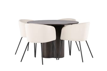 Rund matgrupp Venture Home Beige Mörkt trä 4st - Møbler - Bord - Spisegrupper