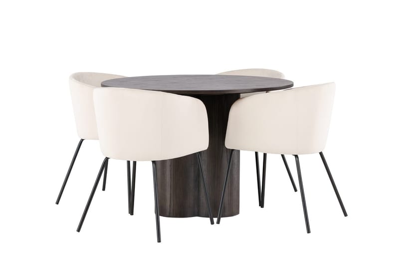 Rund matgrupp Venture Home Beige Mörkt trä 4st - Møbler - Bord - Spisegrupper