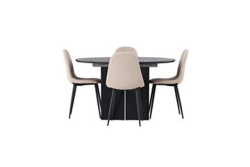 Rund matgrupp Venture Home Beige Svart 4st - Møbler - Bord - Spisegrupper