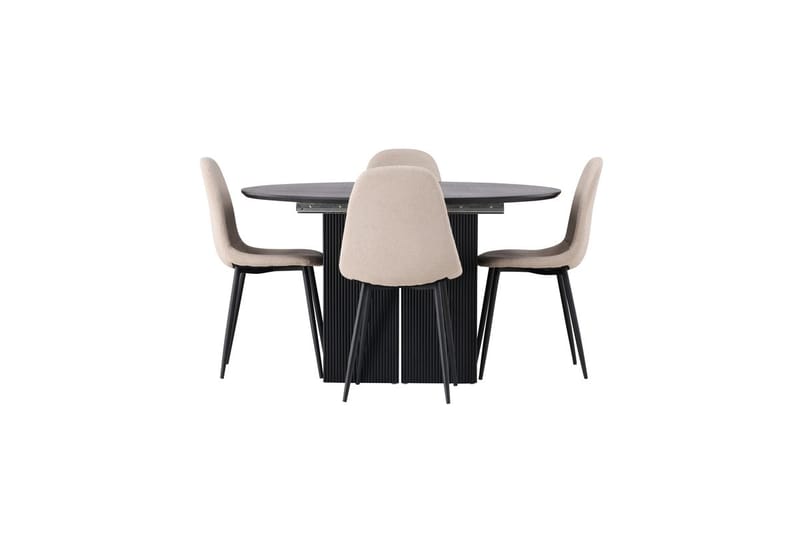 Rund matgrupp Venture Home Beige Svart 4st - Møbler - Bord - Spisegrupper