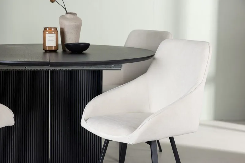 Rund matgrupp Venture Home Beige Svart 4st - Møbler - Bord - Spisegrupper