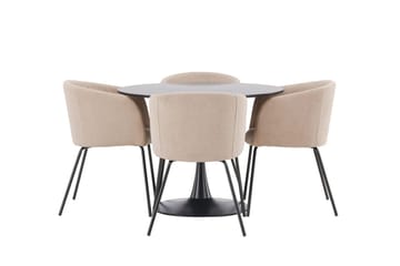 Rund matgrupp Venture Home Beige Svart 4st - Møbler - Bord - Spisegrupper