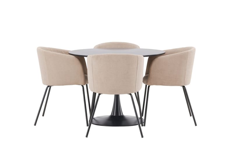 Rund matgrupp Venture Home Beige Svart 4st - Møbler - Bord - Spisegrupper