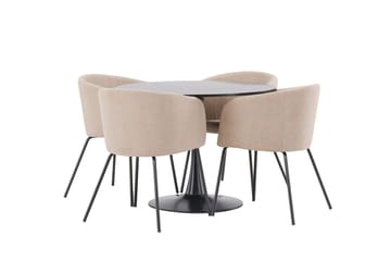 Rund matgrupp Venture Home Beige Svart 4st - Møbler - Bord - Spisegrupper