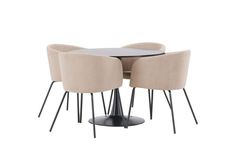 Rund matgrupp Venture Home Beige Svart 4st - Møbler - Bord - Spisegrupper
