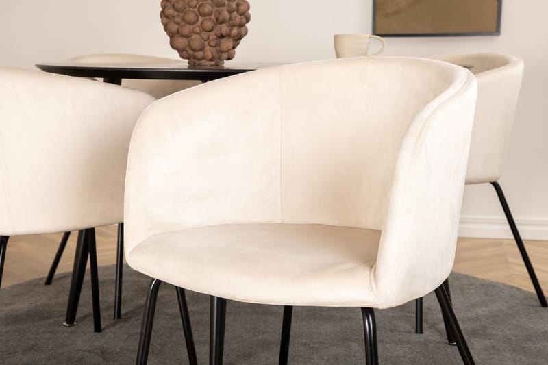 Rund matgrupp Venture Home Beige Svart 4st - Møbler - Bord - Spisegrupper