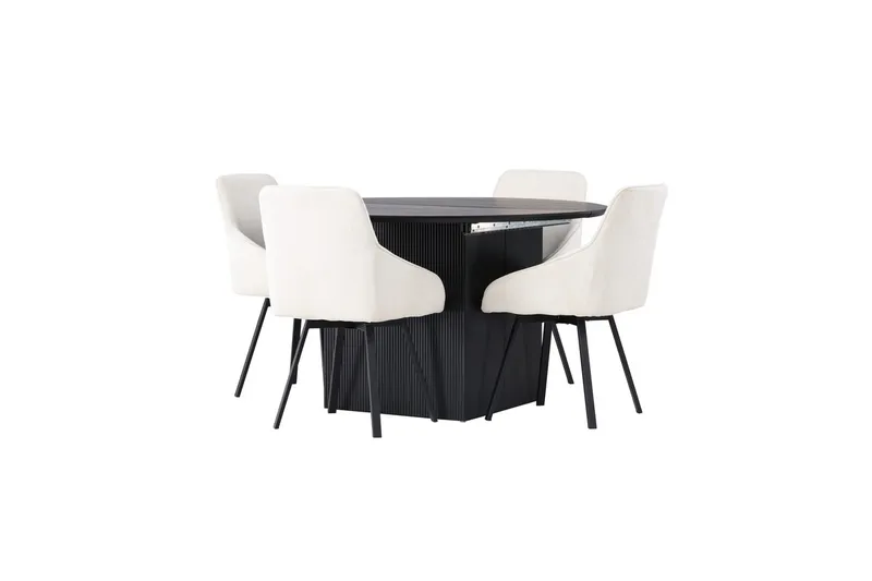 Rund matgrupp Venture Home Beige Svart 4st - Møbler - Bord - Spisegrupper