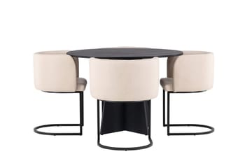 Rund matgrupp Venture Home Beige Svart 4st - Møbler - Bord - Spisegrupper