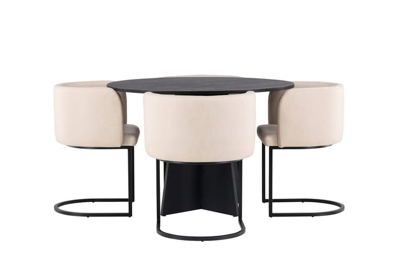 Rund matgrupp Venture Home Beige Svart 4st - Møbler - Bord - Spisegrupper