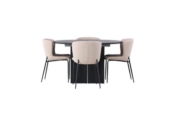 Rund matgrupp Venture Home Beige Svart 4st - Møbler - Bord - Spisegrupper
