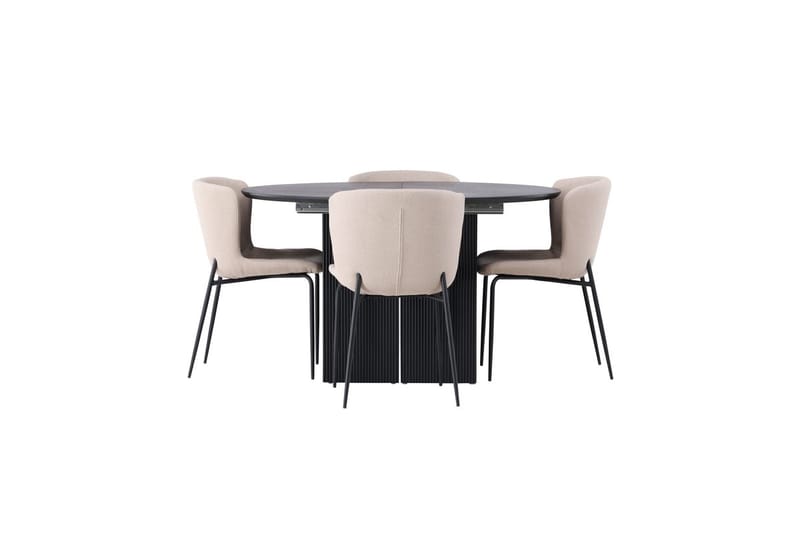 Rund matgrupp Venture Home Beige Svart 4st - Møbler - Bord - Spisegrupper