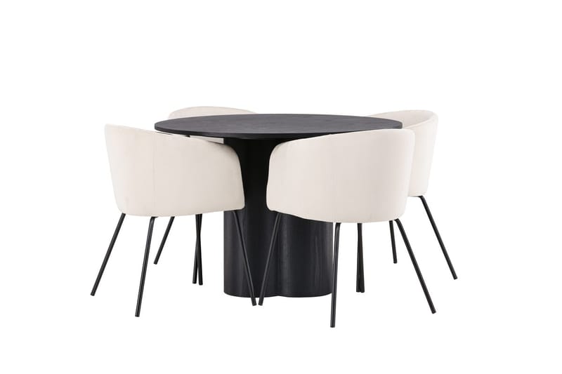 Rund matgrupp Venture Home Beige Svart 4st - Møbler - Bord - Spisegrupper