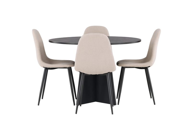 Rund matgrupp Venture Home Beige Svart 4st - Møbler - Bord - Spisegrupper