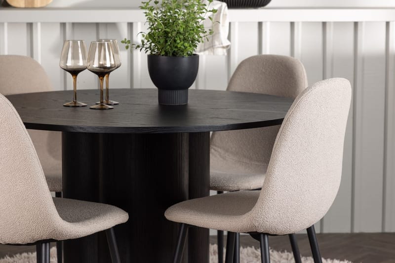 Rund matgrupp Venture Home Beige Svart 4st - Møbler - Bord - Spisegrupper