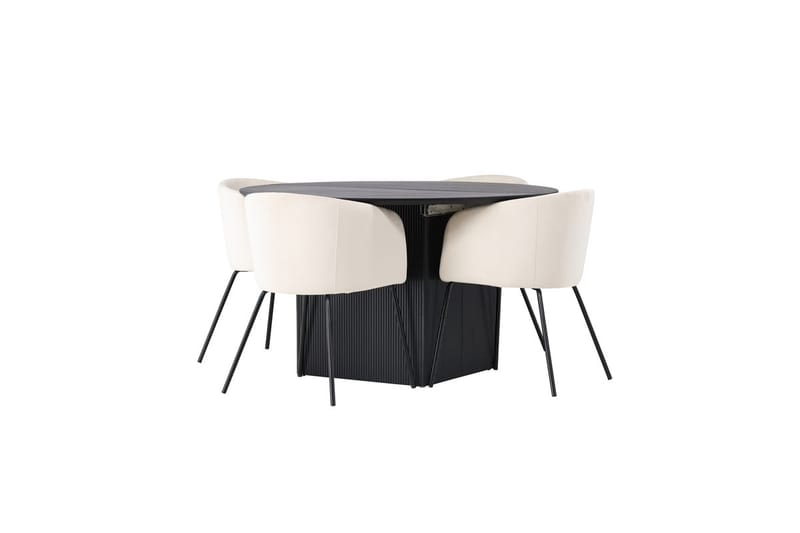 Rund matgrupp Venture Home Beige Svart 4st - Møbler - Bord - Spisegrupper