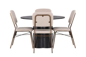 Rund matgrupp Venture Home Beige Svart 4st - Møbler - Bord - Spisegrupper
