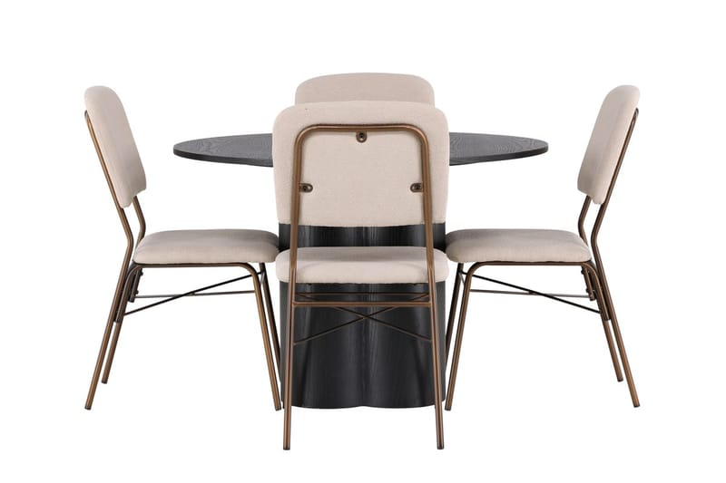 Rund matgrupp Venture Home Beige Svart 4st - Møbler - Bord - Spisegrupper