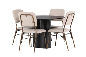 Rund matgrupp Venture Home Beige Svart 4st - Møbler - Bord - Spisegrupper