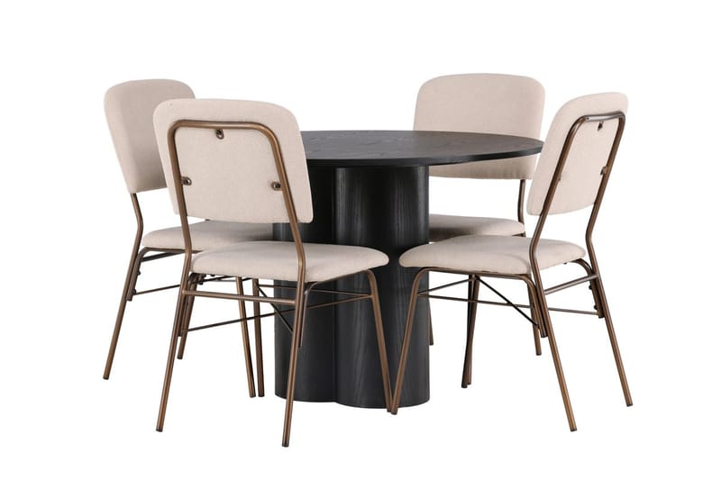 Rund matgrupp Venture Home Beige Svart 4st - Møbler - Bord - Spisegrupper