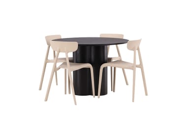 Rund matgrupp Venture Home Beige Svart 4st - Møbler - Bord - Spisegrupper