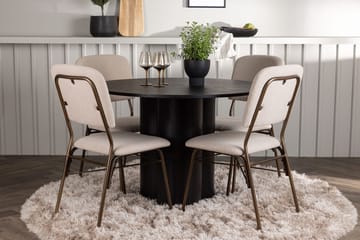 Rund matgrupp Venture Home Beige Svart 4st - Møbler - Bord - Spisegrupper