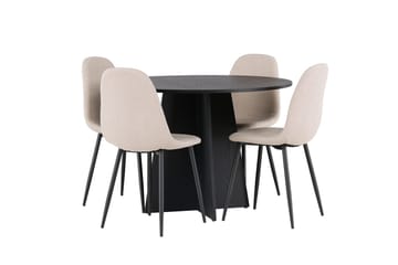 Rund matgrupp Venture Home Beige Svart 4st - Møbler - Bord - Spisegrupper