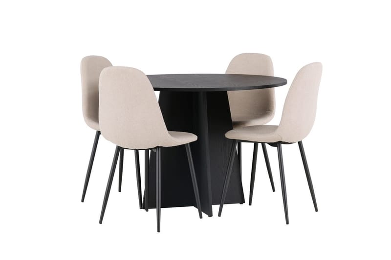 Rund matgrupp Venture Home Beige Svart 4st - Møbler - Bord - Spisegrupper