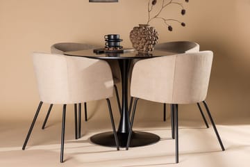 Rund matgrupp Venture Home Beige Svart 4st - Møbler - Bord - Spisegrupper