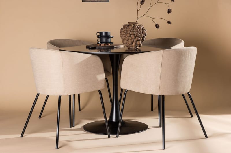 Rund matgrupp Venture Home Beige Svart 4st