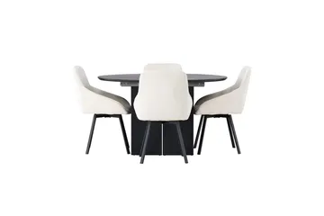 Rund matgrupp Venture Home Beige Svart 4st - Møbler - Bord - Spisegrupper