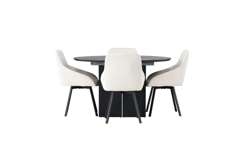 Rund matgrupp Venture Home Beige Svart 4st - Møbler - Bord - Spisegrupper