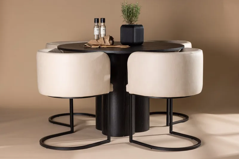 Rund matgrupp Venture Home Beige Svart 4st