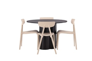 Rund matgrupp Venture Home Beige Svart 4st - Møbler - Bord - Spisegrupper