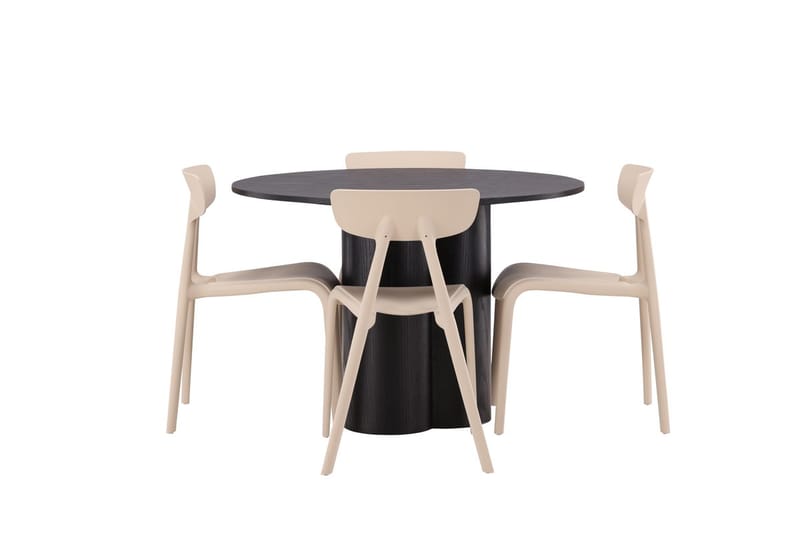 Rund matgrupp Venture Home Beige Svart 4st - Møbler - Bord - Spisegrupper