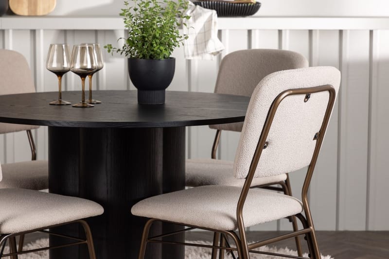 Rund matgrupp Venture Home Beige Svart 4st - Møbler - Bord - Spisegrupper