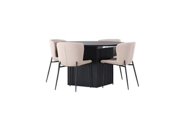 Rund matgrupp Venture Home Beige Svart 4st - Møbler - Bord - Spisegrupper