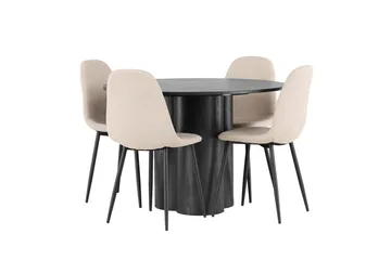 Rund matgrupp Venture Home Beige Svart 4st - Møbler - Bord - Spisegrupper