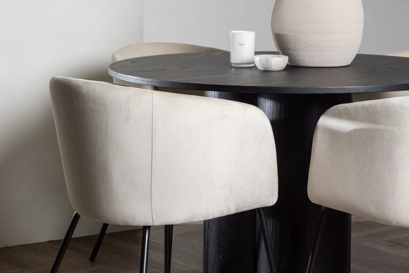 Rund matgrupp Venture Home Beige Svart 4st - Møbler - Bord - Spisegrupper